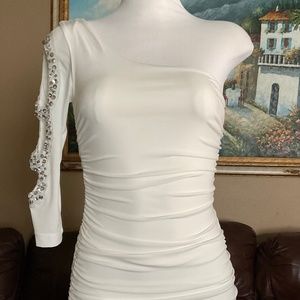 Body Central  Stretchable Dress One Shoulder Body Con Mini Dress Size Small